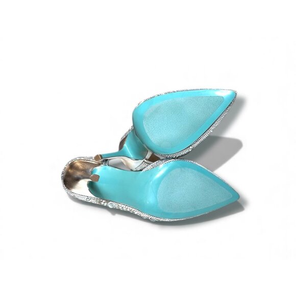 Betsey Johnson Embellished SB-Chic Silver Rhinestone D'Orsay Pumps Heels Size 10 - Picture 15 of 15